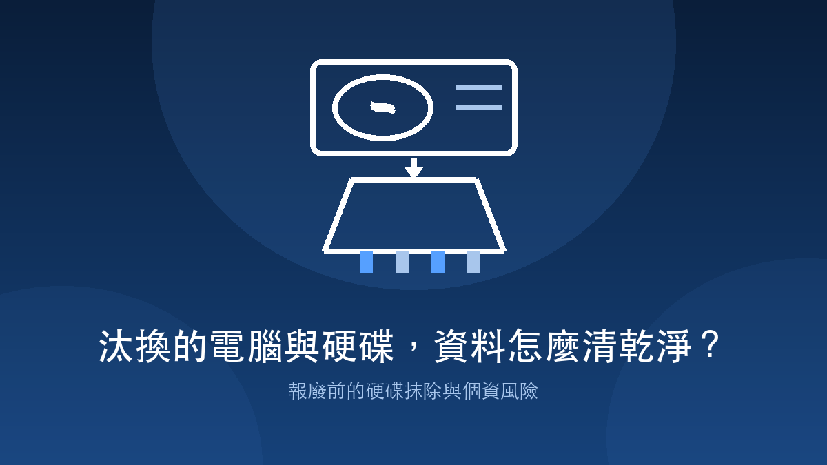 企業汰換電腦與硬碟資料銷毀示意圖